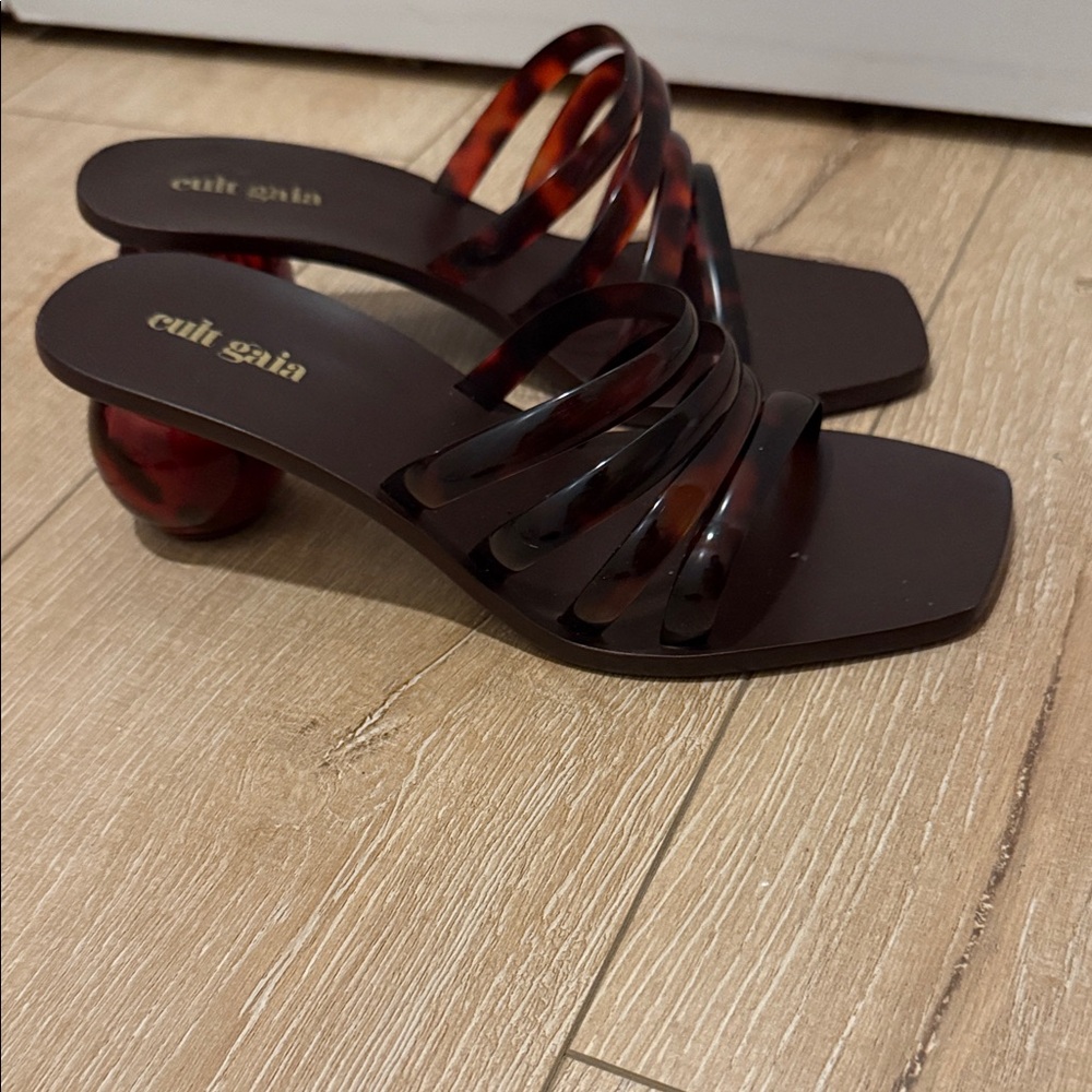 Cult Gaia Brown Tortoise Heels